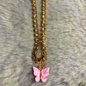 Butterfly diamond pendant chain